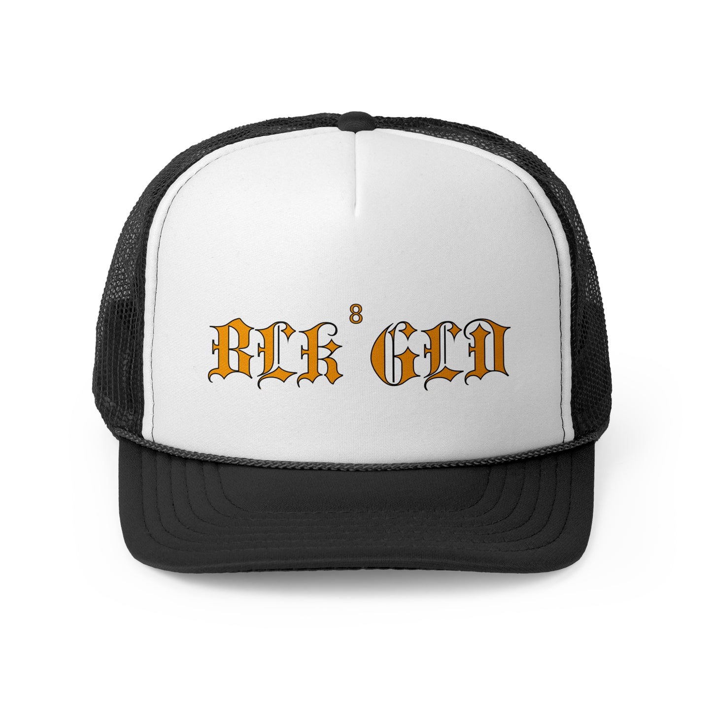 BLK GLD gold border Trucker Caps